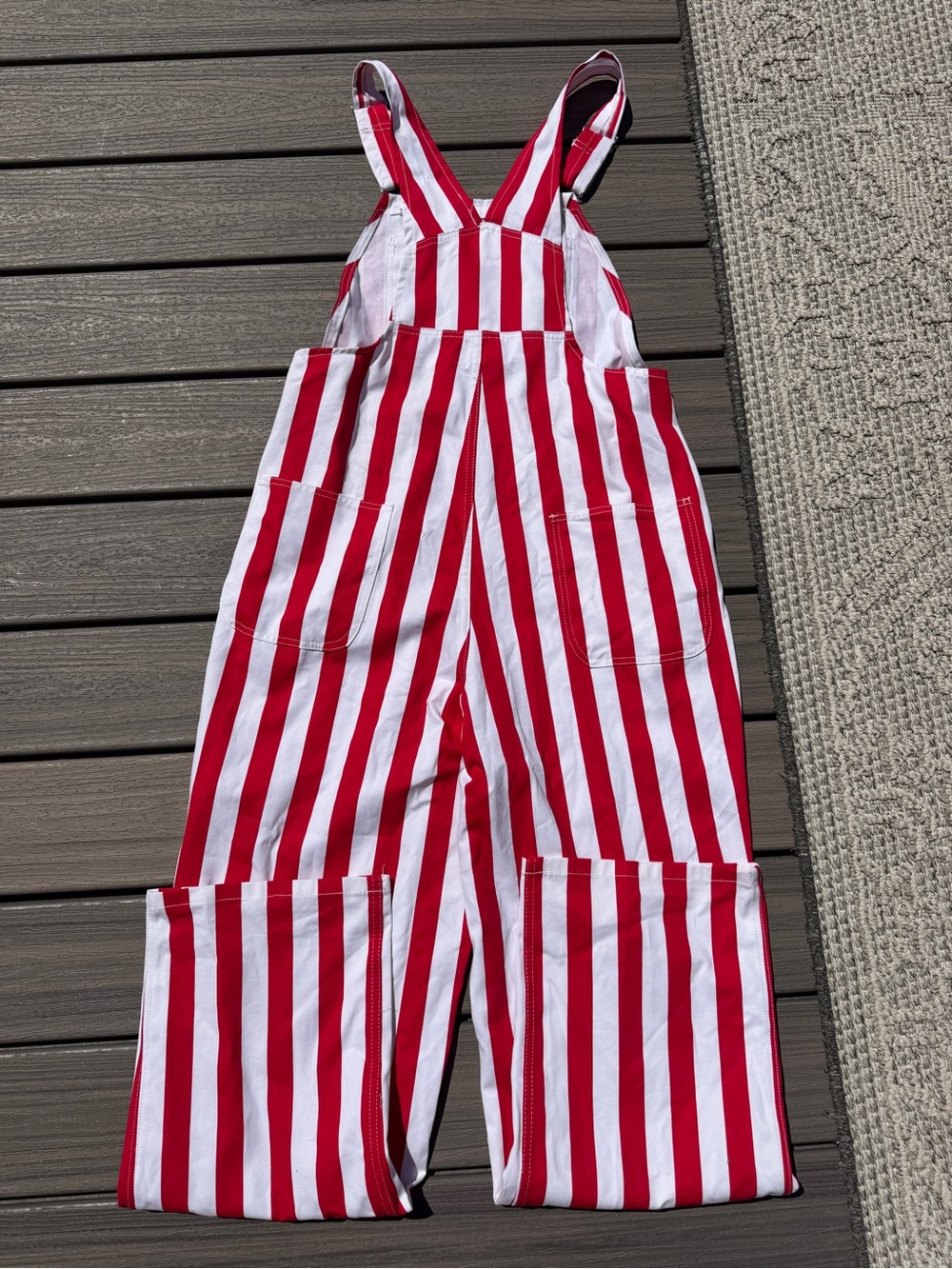 Red & White Striped Overall Game Bibs- Wisconsin - Picture 2 of 2